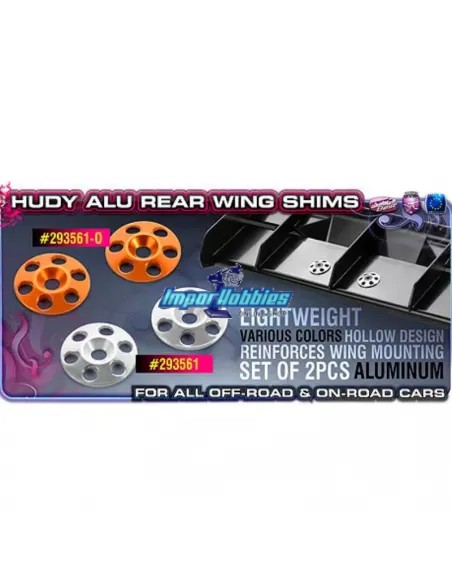 Arandelas de alerón naranja CNC coches rc Escala 1/8 & 1/10 (2 Uds.) Hudy 293561-O