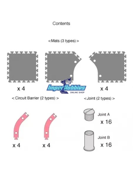 Ángulos Anchos Circuito 30 (12 Pcs.) Kyosho Mini-Z 87031-02