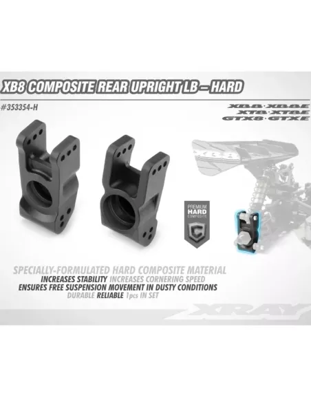 Composite Rear Hub - LB Hard Xray XB8 / XB8E / XT8 / GTX 353354-H