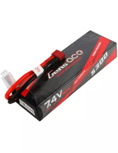 Lipo Battery - Stick 2S 7.4V 5300mah 60C Hard Case T-Deans / XHR Gens ACE GE3-5300-2D-60 - RC Car