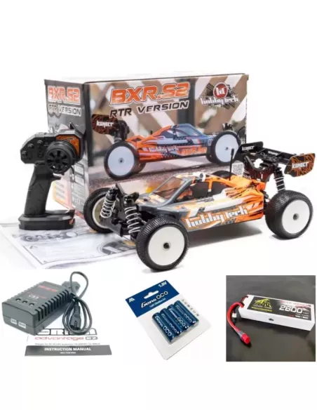 Complete Pack RC Car Hobbytech BXR S2 Brushless ReadySet RTR KT3X 1/10 Buggy 4WD Scale 1/10 Buggy All Terrain Initiation