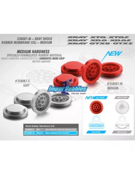 Membranes d'amortisseurs alvéolées - Medium Xray XB8 / GTX / XT8 358087-M