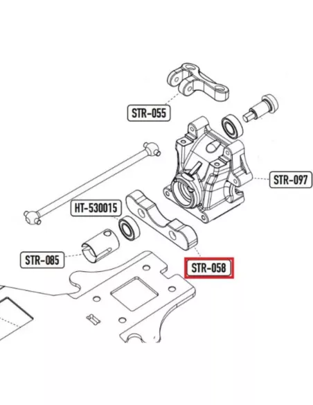 1. Rear Suspension Arm Holder RF Hobbytech STR8 / Spirit / EP X2 / NXT GP - EP - EVO - Xtreme STR-058 - Spare Parts