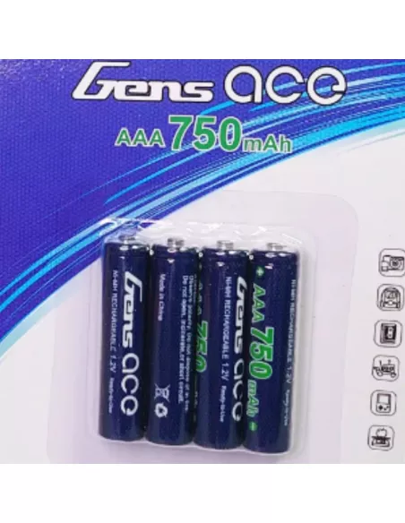 Rechargable Battery AAA 750Mah - H2 Ultra Racing Mini-Z (4 U.) Gens Ace GE2-0750AAA-UHV - Batteries / Elements AA - AAA