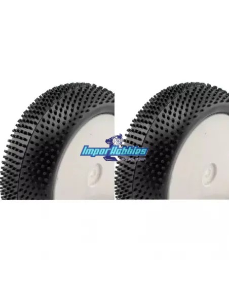 Pneus avant complet mini picots montés/collée dans la jante blanc 1/10 Buggy Hobbytech Survolt / Revolt / BXR S1 - HT-427