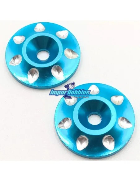 Arandela de alerón azul CNC coche rc Escala 1/8 Buggy / Truggy (2 Uds.) Fussion FS-WB010BL