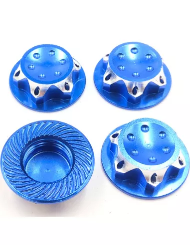 Flanged Closed End Wheel Nut Blue 17mm 1.0mm (4 U.) 1/8 Buggy / Truggy / GT Fussion FS-WN052BL