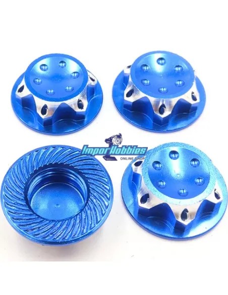 Tuercas rueda seguridad azules 17mm 1.0mm (4 U.) Coches RC 1/8 Buggy / Truggy / GT Fussion FS-WN052BL