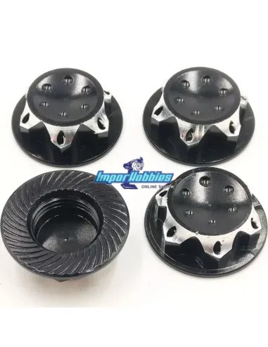 Écrous de roues fermés noires 17mm 1.0mm (4 U.) Voitures RC 1/8 Buggy / Truggy / GT FS-WN052BK