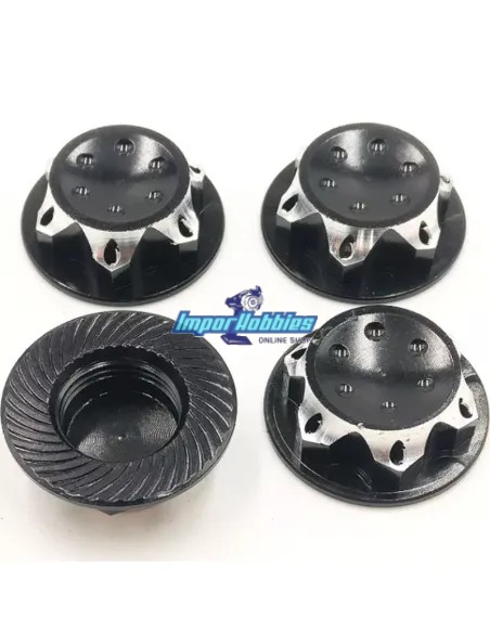 Écrous de roues fermés noires 17mm 1.0mm (4 U.) Voitures RC 1/8 Buggy / Truggy / GT FS-WN052BK