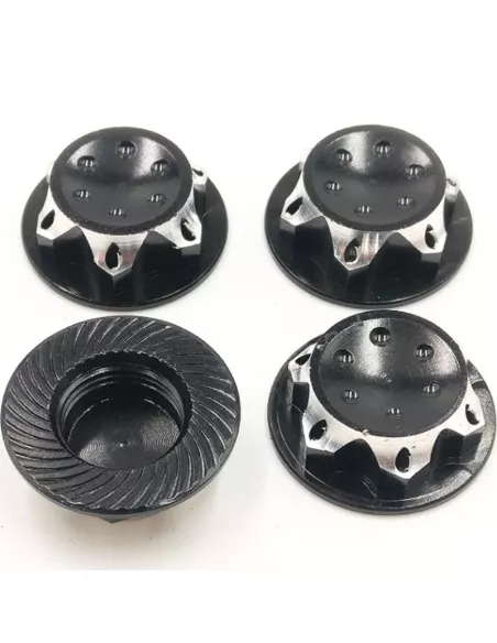 Flanged Closed End Wheel Nut Black 17mm 1.0mm (4 U.) 1/8 Buggy / Truggy / GT Fussion FS-WN052BK