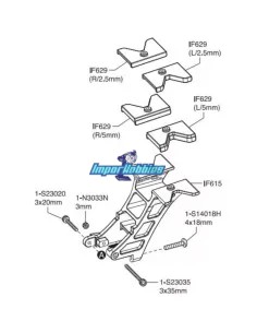 Entretoise d'aileron 2.5mm - 5mm Kyosho Inferno MP10 / MP10e / MP10T / MP10Te IF629 2