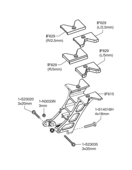 Wing Spacer - 2.5mm - 5mm Kyosho Inferno MP10 / MP10e / MP10T / MP10Te IF629