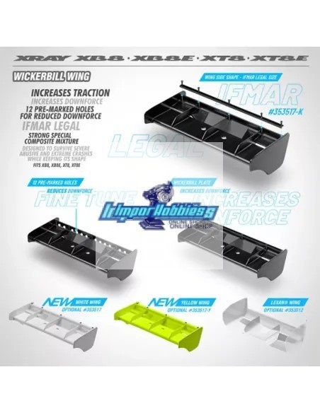 Aileron noir - Wickerbill Xray XB8 / XB8E / XT8 / XT8E 353517-K
