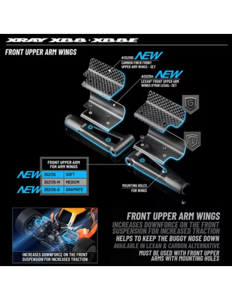 Front Upper Arm - Soft - Wing Xray XB8 / XB8E 2023 352135