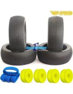 Ruedas VP-Pro Turbo Trax Evo 2.0 Soft M2 (4 Uds.) Goma + Insert + Llanta Amarilla 1/8 Buggy VP804U-V2-M2