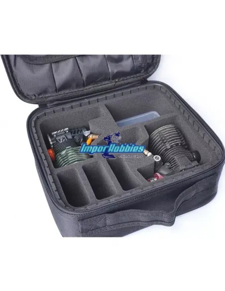Maleta / Bolsa de motores nitro marco rígido 260X230X95mm con espumas y caja para piezas. Koswork KOS32420