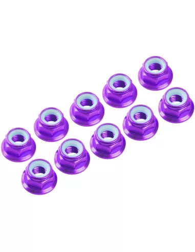 Aluminum Lock Nut - Purple M3 Flanget (10 U.) Fussion FS-WN015P