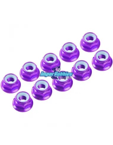 Ecrous aluminium nylstop violet M3 épaulést (10 U.) Fussion FS-WN015P