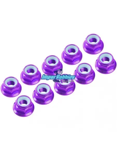 Ecrous aluminium nylstop violet M3 épaulést (10 U.) Fussion FS-WN015P