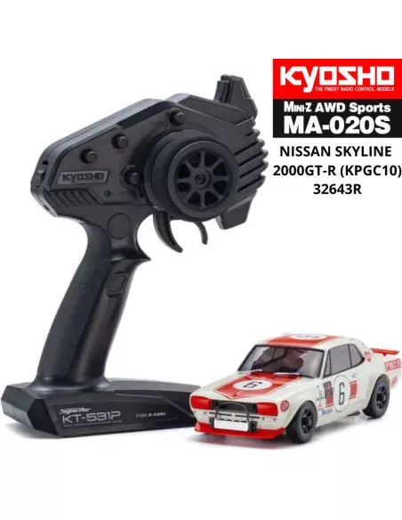 Kyosho Mini-Z AWD MA020 4WD Nissan Skyline 2000GT-R KPGC10 Racing'72 Red No.6 Drift Pack RC Car - 32643R