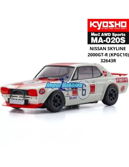 Coche RC Kyosho Mini-Z AWD MA020 4WD Nissan Skyline 2000GT-R KPGC10 Racing'72 Rojo No.6 Drift Pack 32643R