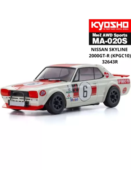 Kyosho Mini-Z AWD MA020 4WD Nissan Skyline 2000GT-R KPGC10 Racing'72 Red No.6 Drift Pack RC Car - 32643R