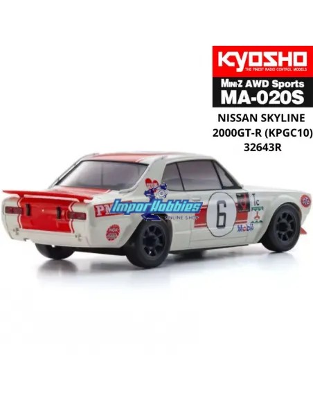 Coche RC Kyosho Mini-Z AWD MA020 4WD Nissan Skyline 2000GT-R KPGC10 Racing'72 Rojo No.6 Drift Pack 32643R