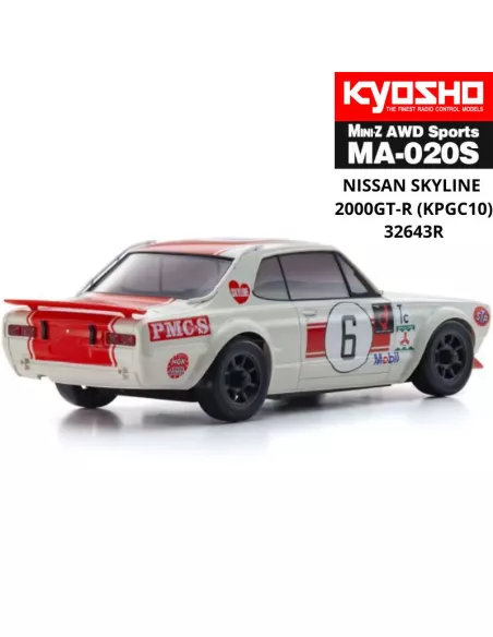 Kyosho Mini-Z AWD MA020 4WD Nissan Skyline 2000GT-R KPGC10 Racing'72 Red No.6 Drift Pack RC Car - 32643R