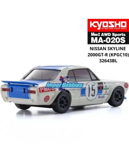 Kyosho Mini-Z AWD MA020 4WD Nissan Skyline 2000GT-R KPGC10 Racing'72 Bleu No.15 Drift Pack 32643BL - Modèles Kyosho Mini-Z