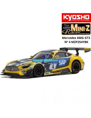 Carrosserie peinte 98mm Kyosho Mini-Z MR-03 / MR-04 / RWD Mercedes AMG GT3 Nº 4 MZP254YBK - Auto Scale Collection