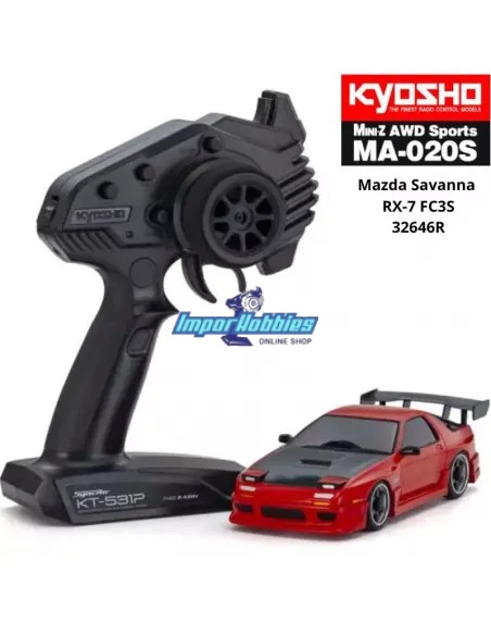 Mini Coche RC 1/28 Kyosho Mini-Z AWD MA020 4WD Mazda Savanna RX-7 FC3S "Aero Kit" Rojo Drift Pack 90mm 2.4ghz Readyset 32646R
