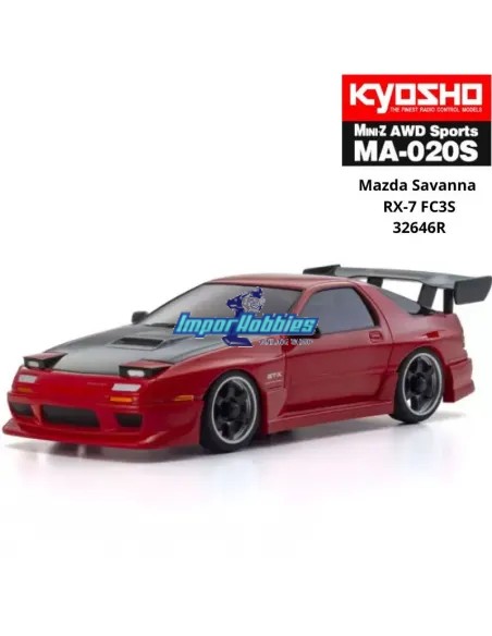 Mini Coche RC 1/28 Kyosho Mini-Z AWD MA020 4WD Mazda Savanna RX-7 FC3S "Aero Kit" Rojo Drift Pack 90mm 2.4ghz Readyset 32646R