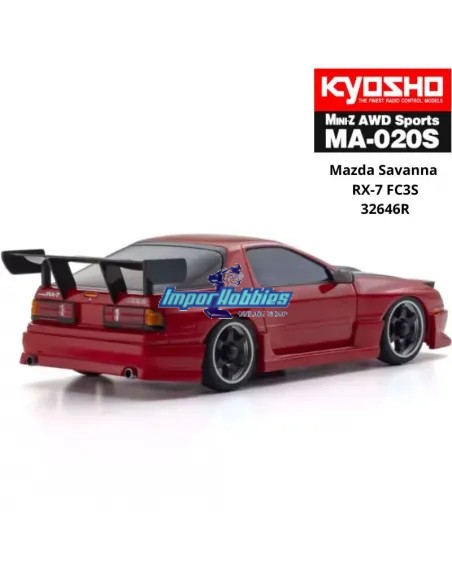 Mini Coche RC 1/28 Kyosho Mini-Z AWD MA020 4WD Mazda Savanna RX-7 FC3S "Aero Kit" Rojo Drift Pack 90mm 2.4ghz Readyset 32646R