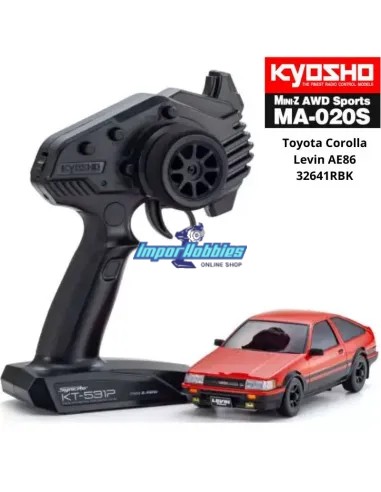 Mini Coche RC 1/28 Kyosho Mini-Z AWD 4WD Toyota Corolla Levin AE86 Rojo / Negro 94mm Drift Pack 2.4ghz RTR 32641RBK