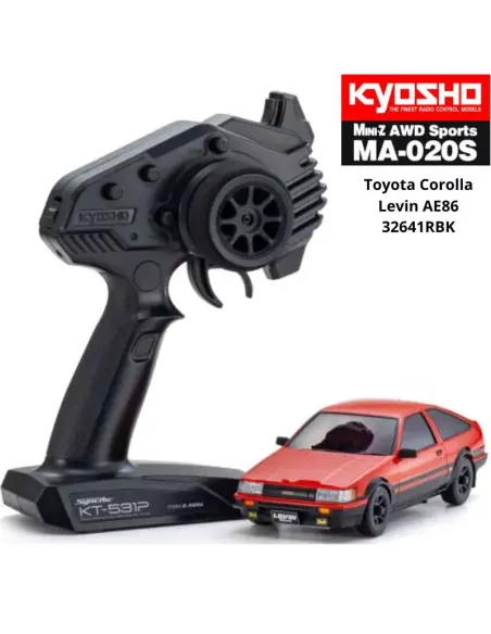 Mini RC Car 1/28 Kyosho Mini-Z AWD 4WD Toyota Corolla Levin AE86 Red/Black 94mm Drift Pack 2.4ghz RTR 32641RBK