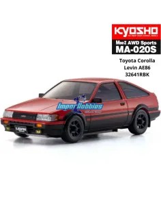 Mini RC Car 1/28 Kyosho Mini-Z AWD 4WD Toyota Corolla Levin AE86 Red/Black 94mm Drift Pack 2.4ghz RTR 32641RBK 2