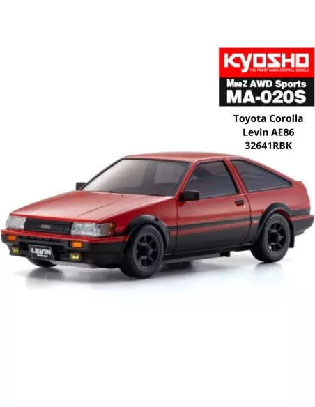 Mini RC Car 1/28 Kyosho Mini-Z AWD 4WD Toyota Corolla Levin AE86 Red/Black 94mm Drift Pack 2.4ghz RTR 32641RBK