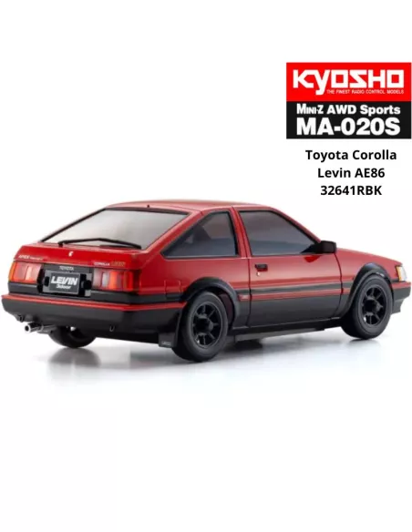 Mini RC Car 1/28 Kyosho Mini-Z AWD 4WD Toyota Corolla Levin AE86 Red/Black 94mm Drift Pack 2.4ghz RTR 32641RBK