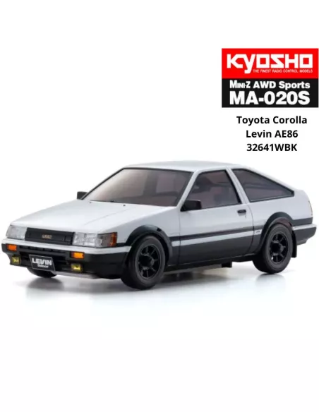 RC Car 1/28 Kyosho Mini-Z AWD MA020 Sport 4WD Toyota Corolla Levin AE86 White / Black 94mm Drift Pack 32641WBK