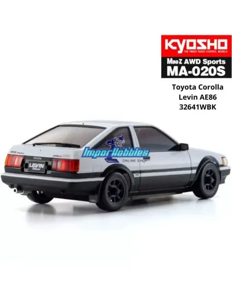 Coche RC 1 /28 Kyosho Mini-Z AWD MA020 Sport 4WD Toyota Corolla Levin AE86 Blanco / Negro 94mm Drift Pack 32641WBK
