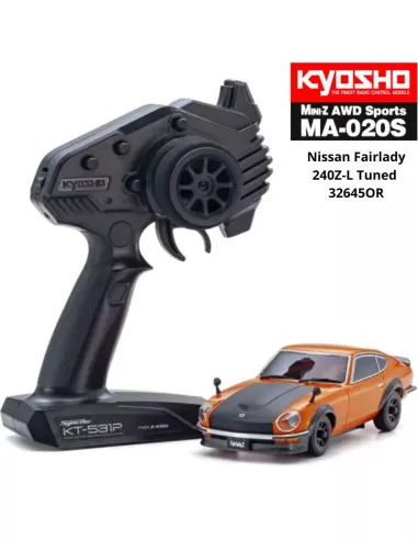 RC Car 1/28 Kyosho Mini-Z AWD MA-020S Sport 4WD Nissan Fairlady 240Z-L Tuned Orange 90mm Drift Pack 32645OR