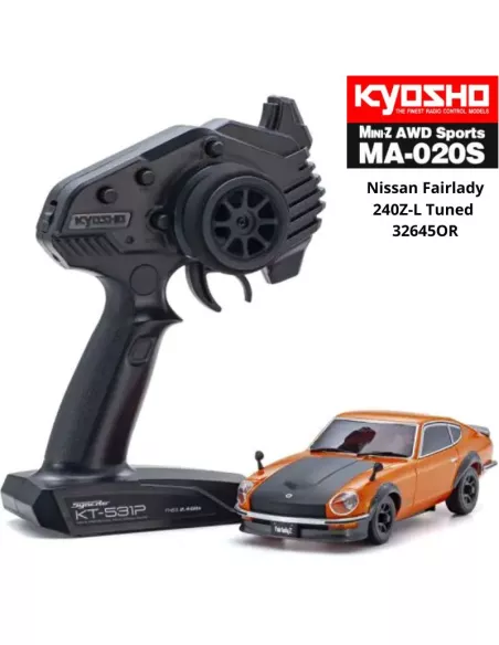 RC Car 1/28 Kyosho Mini-Z AWD MA-020S Sport 4WD Nissan Fairlady 240Z-L Tuned Orange 90mm Drift Pack 32645OR