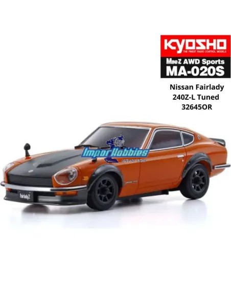 Coche RC 1 /28 Kyosho Mini-Z AWD MA-020S Sport 4WD Nissan Fairlady 240Z-L Tuned Naranja 90mm Drift Pack 32645MB