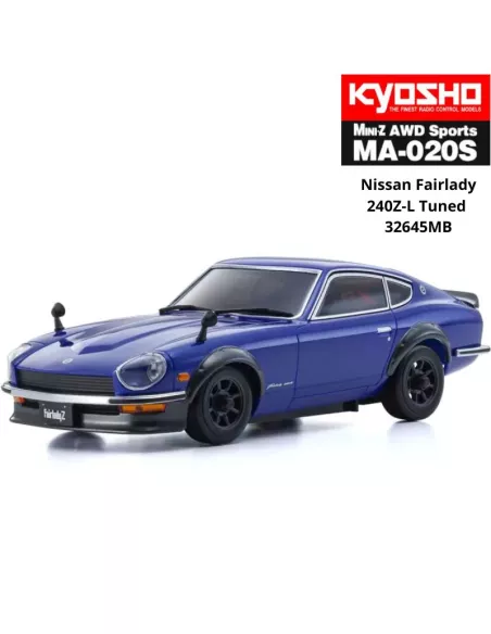 RC Car 1/28 Kyosho Mini-Z AWD MA-020S Sport 4WD Nissan Fairlady 240Z-L Tuned Blue 90mm Drift Pack 32645MB