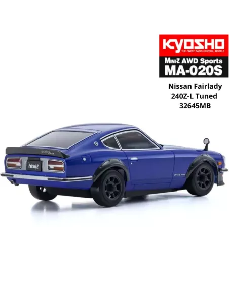 RC Car 1/28 Kyosho Mini-Z AWD MA-020S Sport 4WD Nissan Fairlady 240Z-L Tuned Blue 90mm Drift Pack 32645MB