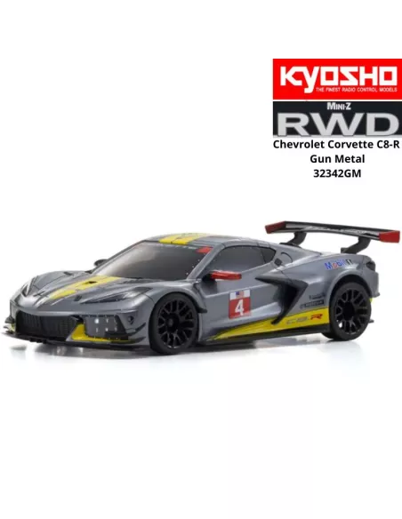 Mini RC Car 1/28 Scale Kyosho Mini-Z RWD Sports W-MM (98mm) Chevrolet Corvette C8-R Gun KT531P 2.4ghz ReadySet 32342GM