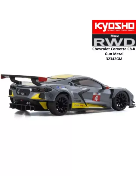 Mini RC Car 1/28 Scale Kyosho Mini-Z RWD Sports W-MM (98mm) Chevrolet Corvette C8-R Gun KT531P 2.4ghz ReadySet 32342GM