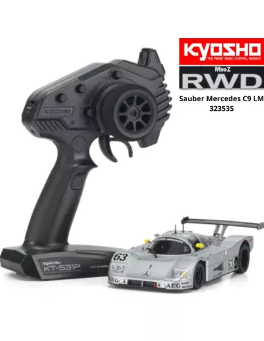 Mini RC Car 1/28 Scale Kyosho Mini-Z RWD Sports W-LM (102mm) Sauber Mercedes C9 N.63 AEG KT531P 2.4ghz ReadySet 32353S