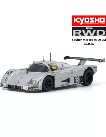 Mini RC Car 1/28 Scale Kyosho Mini-Z RWD Sports W-LM (102mm) Sauber Mercedes C9 N.63 AEG KT531P 2.4ghz ReadySet 32353S